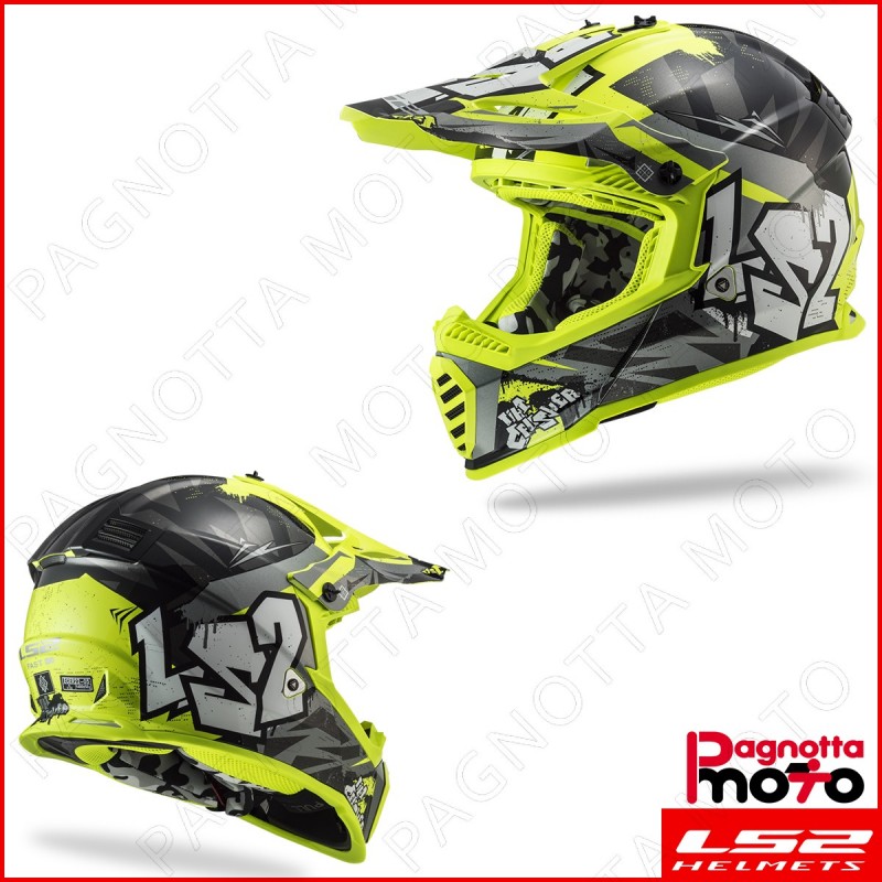 CASCO CROSS BAMBINO JUNIOR LS2 FAST MINI EVO MX437J CRUSHER BLACK